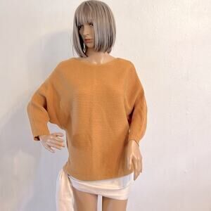 J Jill Size S Scoop Neck 3/4 Raglan Sleeve Bronze Cotton Knit Stretchy Sweater